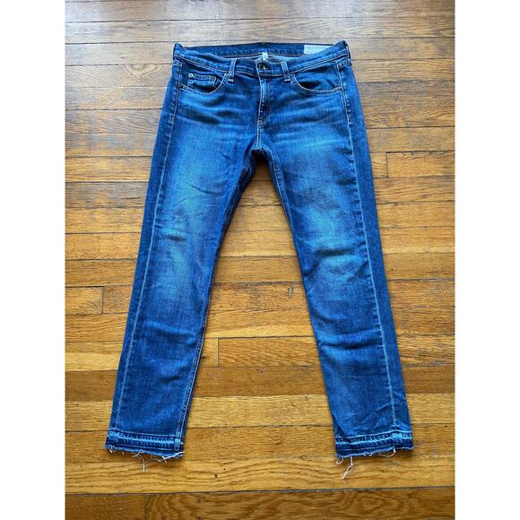 RAG & BONE 'Jean/Dre Capri' Jeans w/Raw Hem sz 28 (actually 31w) - Picture 1 of 13